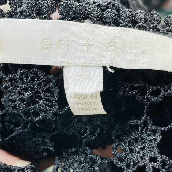 Anthropologie ERI + ALI Morea Black Crocheted Fit and Flare Dress Size 2P - Picture 8 of 11